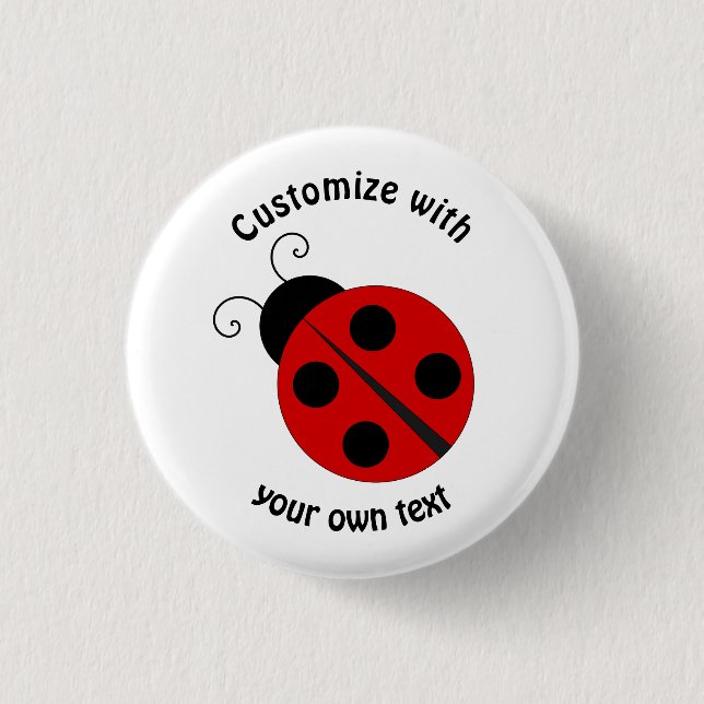 Custom Cartoon Ladybug Pinback Button (Front)