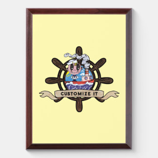 Custom Cartoon Sailor Nautical Ship Wheel ver. 2 Award Plaque
