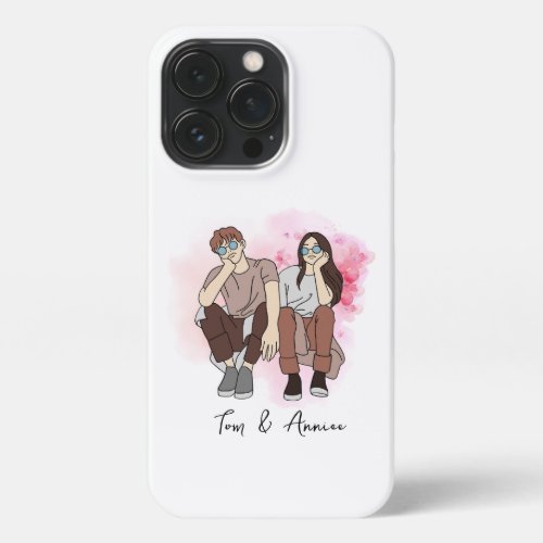 Custom Cartoon Valentine day gift for couple iPhone 13 Pro Case