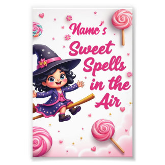 Custom Cartoon Witch & Candy Sky Wall Art Print