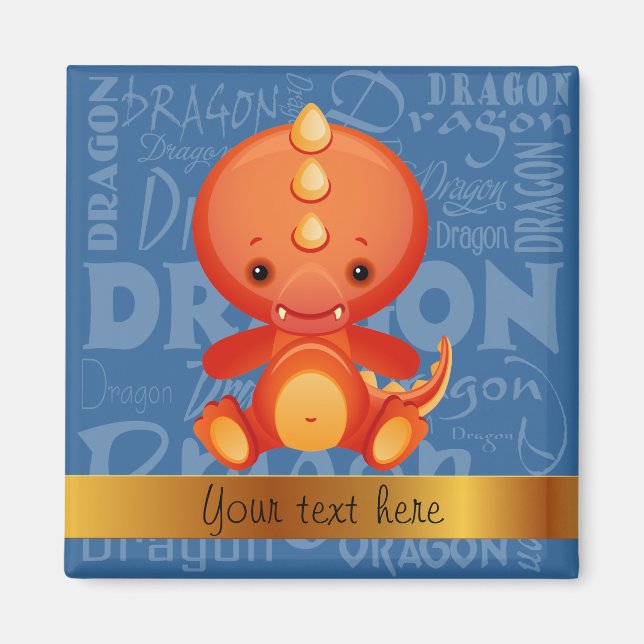 Custom Cartoon Year of the Dragon Word Art Magnet (Front)