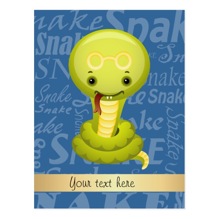 Custom Cartoon Year of the Snake Word Art Post Card