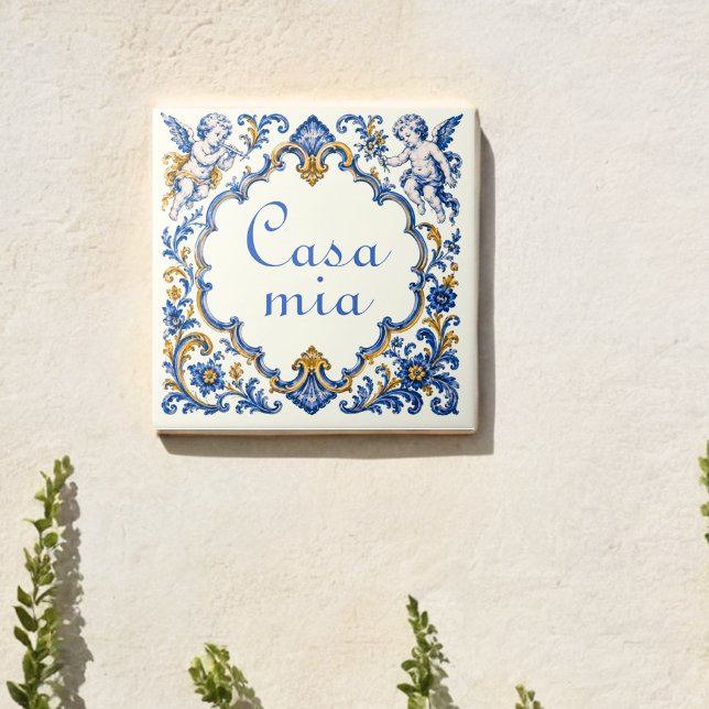 Custom Casa Mia Mediterranean Cherubs Ceramic Tile (Creator Uploaded)