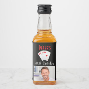 Custom Casino 40th Birthday Mini Liquor Favor Bottle Label