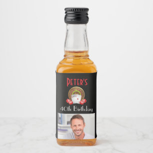 Custom Casino 40th Birthday Mini Liquor Favor Bottle Label