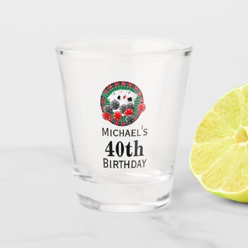 Custom Casino 40th Birthday Party Favor Shot Glass