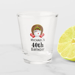Custom Casino 40th Birthday Party Favor Shot Glass