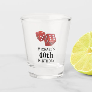 Custom Casino 40th Birthday Party Favor Shot Glass
