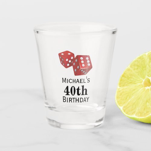 Custom Casino 40th Birthday Party Favor Shot Glass