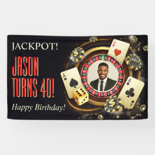 Custom Casino Party Banner, Vegas Party Photo Banner