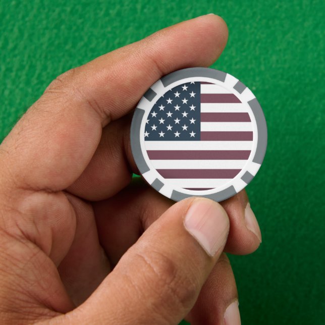 Custom casino poker chips with American flag print (Hand)