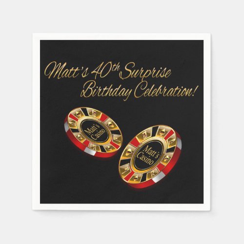 CUSTOM Casino Style Party ASK ME 4 NAMES IN CHIPS Paper Napkins