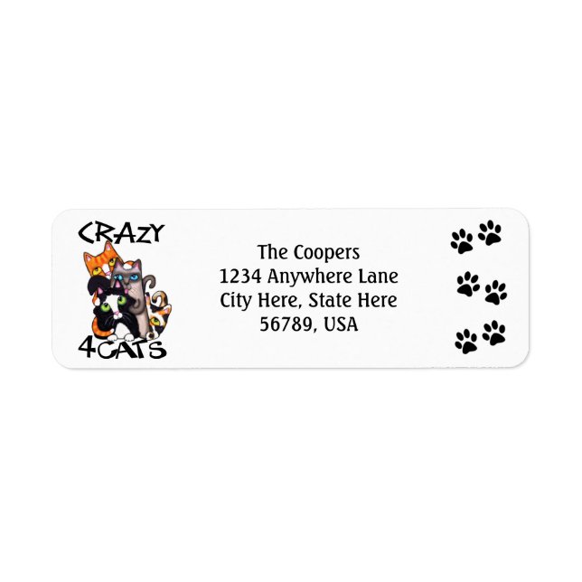 Custom Cat Art Return Address Labels (Front)