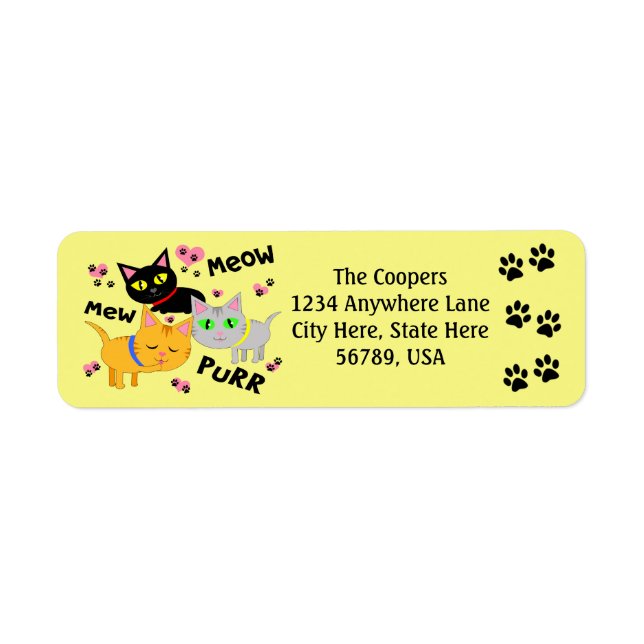 Custom Cat Art Return Address Labels (Front)
