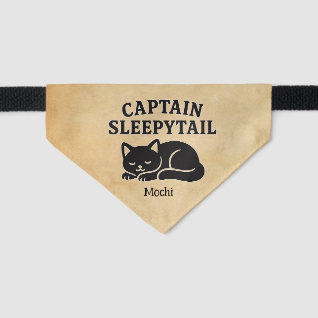 Custom Cat Bandana Collar – Captain Sleepytail Pet Bandana Collar (Front)