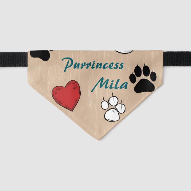 Custom Cat Bandana – Personalized Pet Accessory Collar (Front)