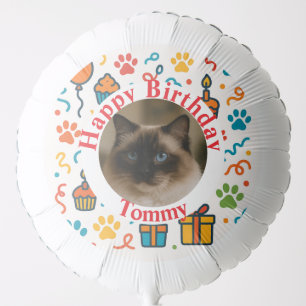 Custom Cat Birthday Balloon with Photo & Name