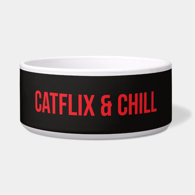 Custom Cat Bowl – “Catflix & Chill” (Front)