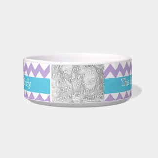 Custom Cat Bowl, Pastel Color Chevrons Bowl