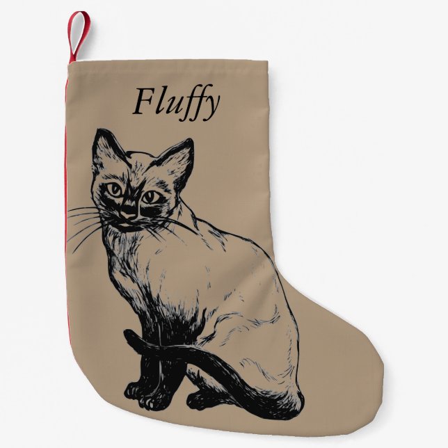 Custom cat Christmas stocking -add your cat's name (Front)