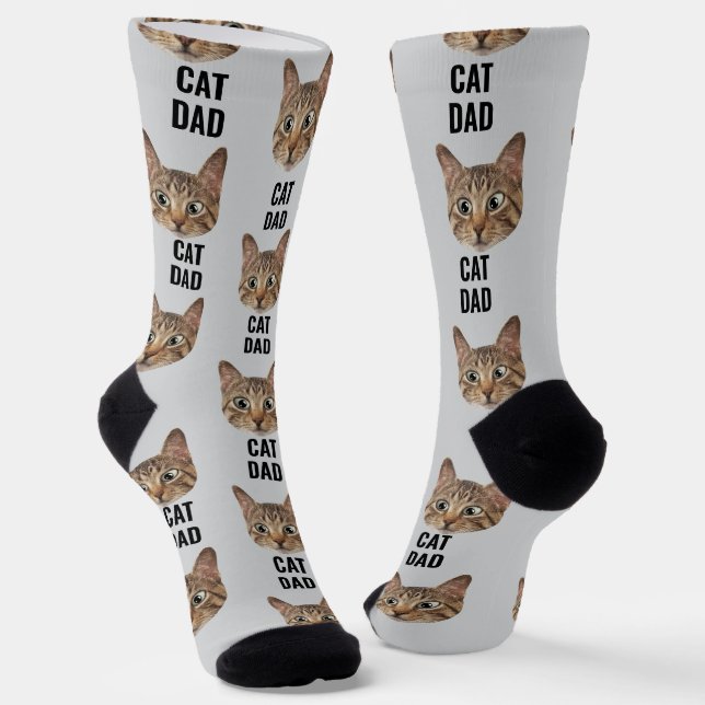 Custom Cat Dad Socks Cat Face Socks Cat Lover Gift (Angled)
