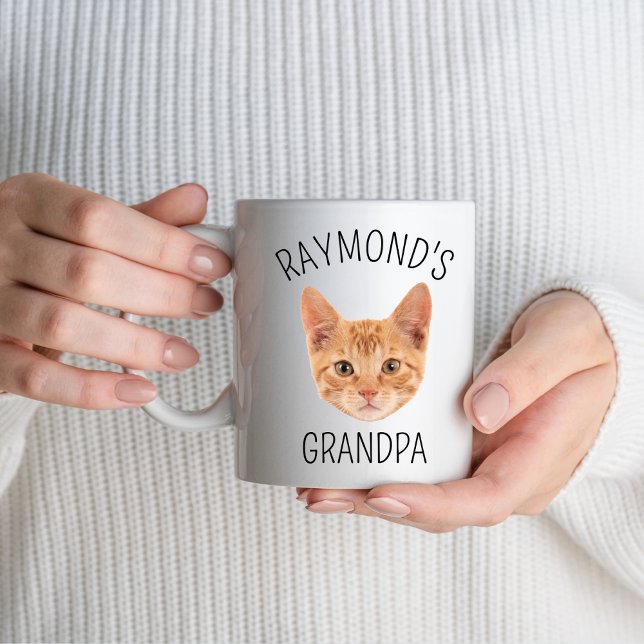 Custom Cat Face Grandpa Grandma Birthday Party Coffee Mug (Creator Uploaded)