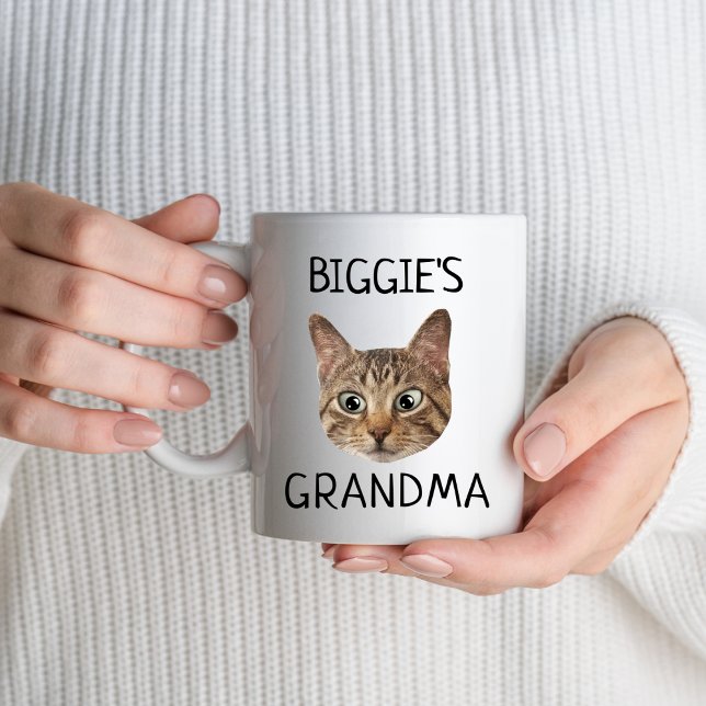 Custom Cat Face Photo Name Cute Cat Lover Owner Mug (Creator Uploaded)