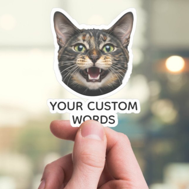 Custom Cat Face with personalized Photo & Text Sticker (Creator Uploaded)