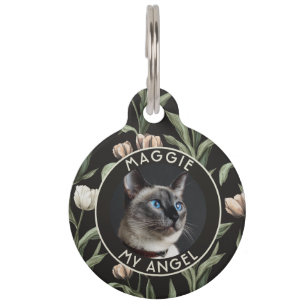 Custom Cat Gift Tulip Flower Pet ID Tag
