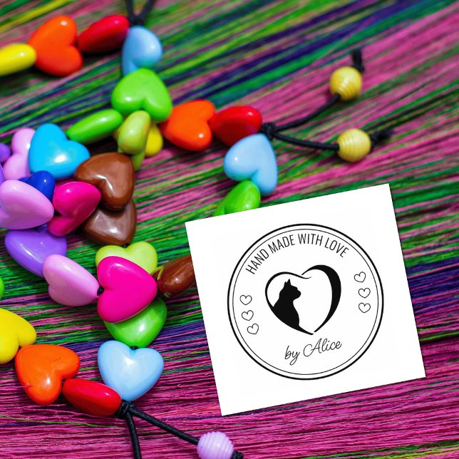 Custom Cat Handmade With Love Rubber Stamp (Creator Uploaded)