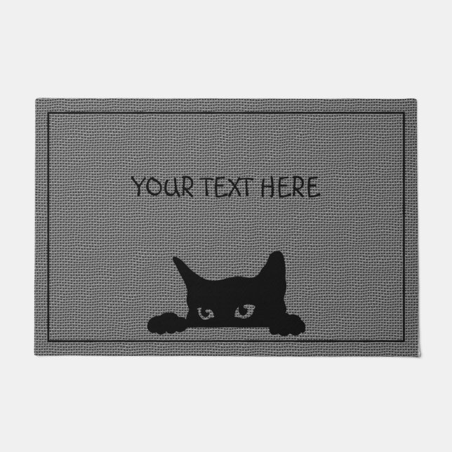 Custom Cat Large Door Mat | Gray and Black (Front)