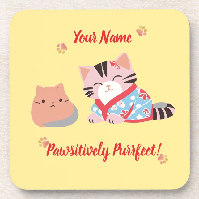 Custom Cat Lover Coaster - Cute & Personalized (Front)