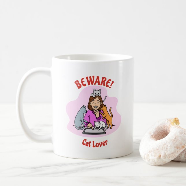 Custom Cat Lover Mug – Personalized Gift (With Donut)