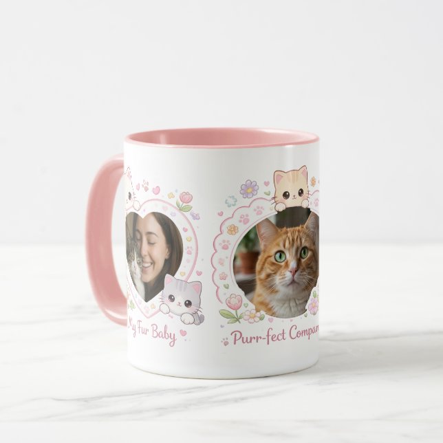 Custom Cat Lover Mug with 3 Photos | Personalized  (Front Left)