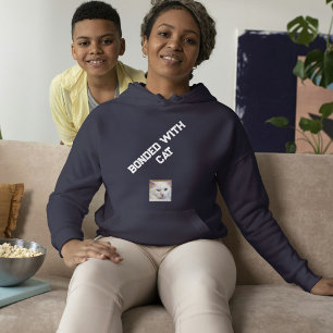 Custom Cat Lover Navy Blue White Quote Pet Photo Hoodie