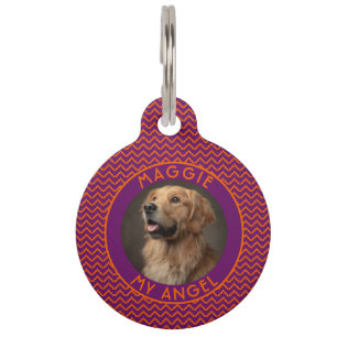 Custom Cat Lover Present Chevron Pattern Pet ID Tag