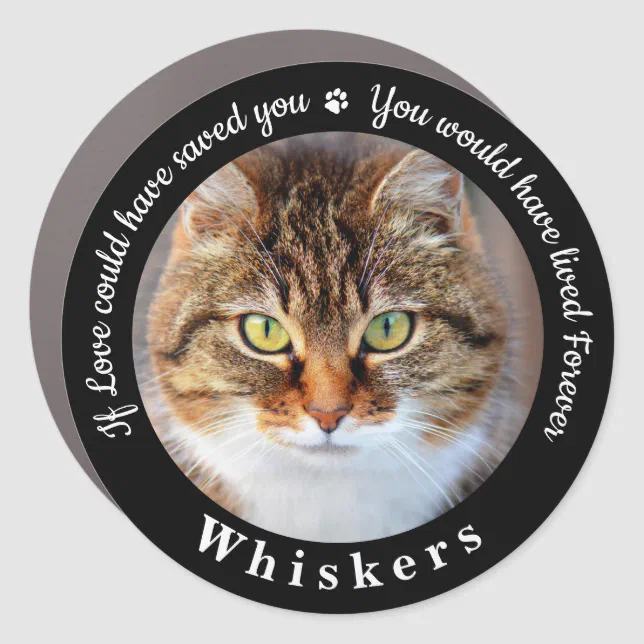 Custom Cat Memorial Sympathy Gift Pet Photo Car Magnet | Zazzle
