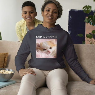 Custom Cat Mom Dark Grey White Text Cute Pet Photo Hoodie