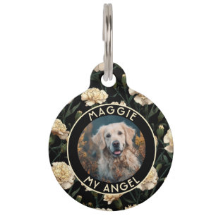 Custom Cat Mom Gift Carnations Flower Pet ID Tag
