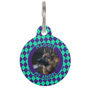 Custom Cat Mom Gift Gingham Print Pet ID Tag
