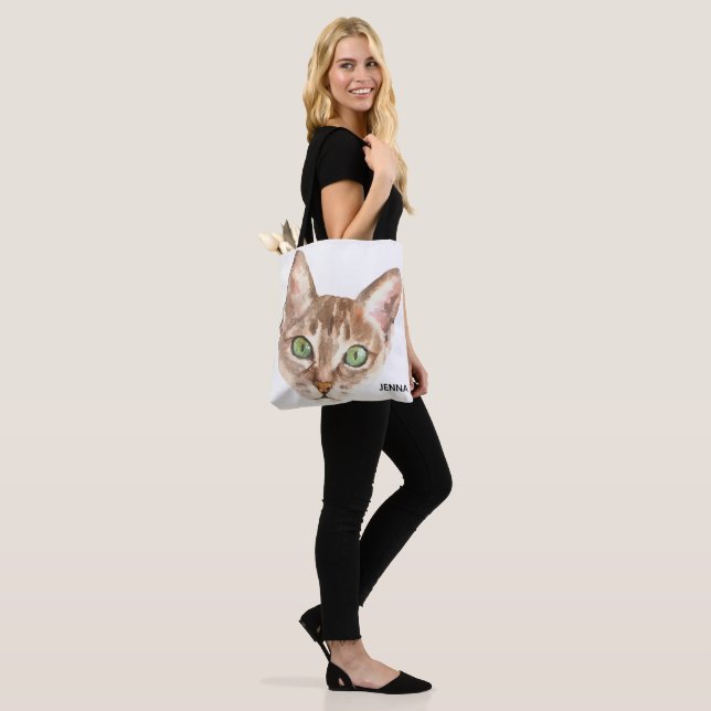 Custom Cat Mom Photo Bag, Personalized Cat Lover Tote Bag (On Model)