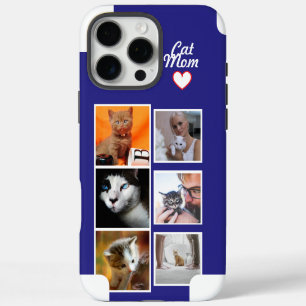 Custom Cat Mom Photo Collage Phone Case with Name
