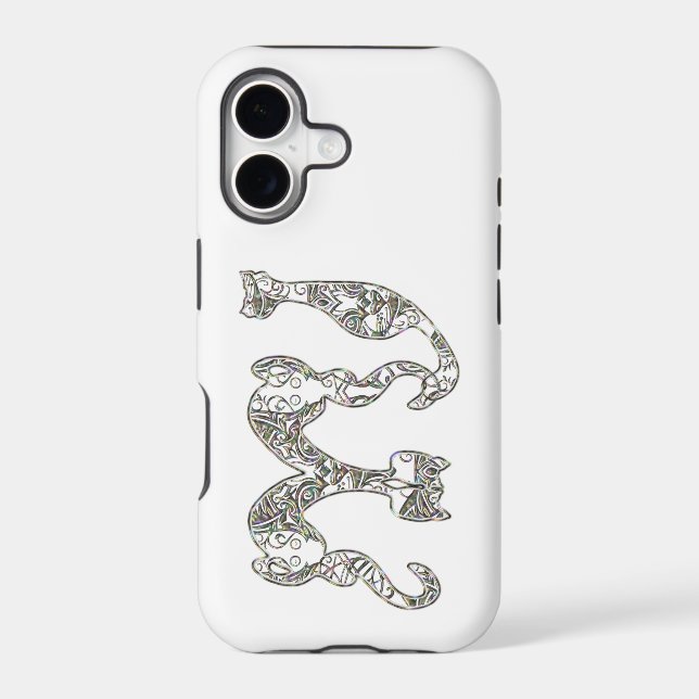 Custom Cat Monogram Font Metallic Pearl Abalone Iphone Case (Back)