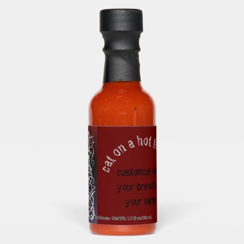 Custom cat on hot tin roof sauce bottle