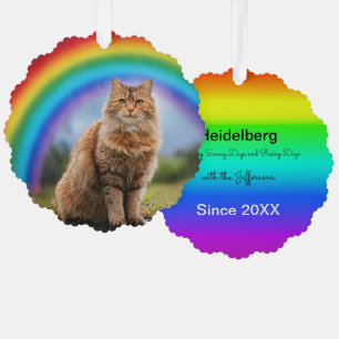 Custom Cat on Rainbow Ornament Card