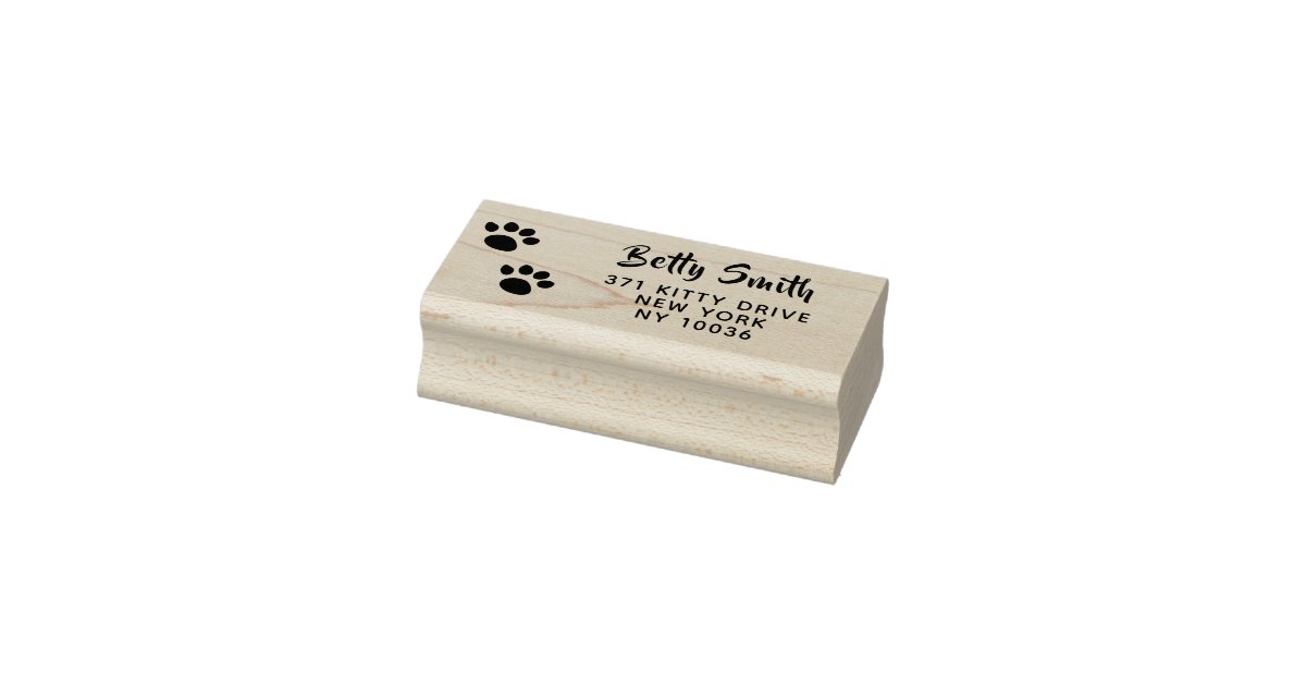 Custom Cat Paw Print Return Address Rubber Stamp Zazzle Com