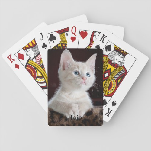 Custom Cat Pet Photo and Name Poker Cards