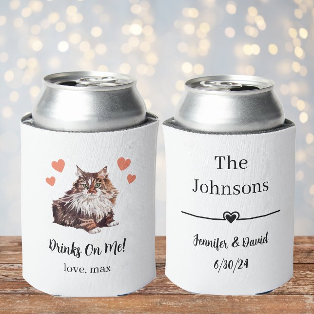 Custom Cat Pet Wedding Can Cooler (Creator Uploaded)