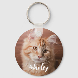 Custom Cat Photo and Name Script Keychain