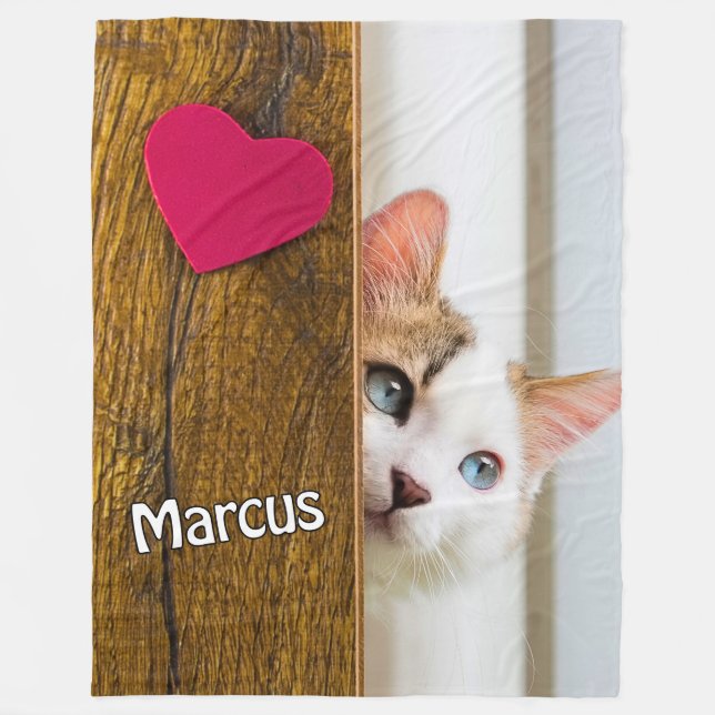 Custom Cat Photo Blanket with Pet's Name (Front)